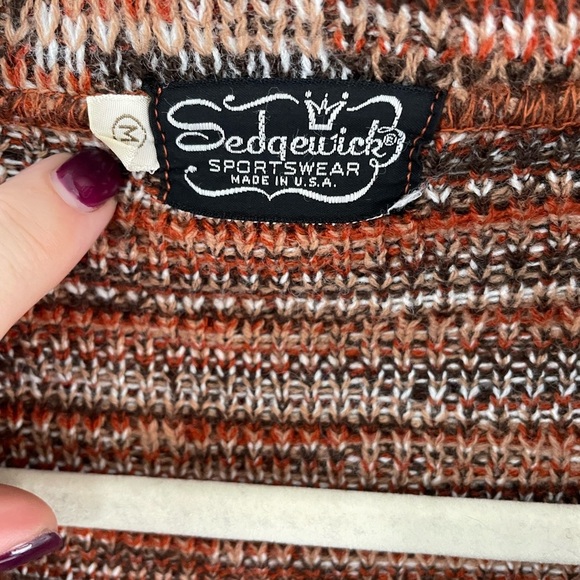 Sedgewick Sportswear, Medium, made in USA belted multicolor knit open cardigan - Picture 3 of 4